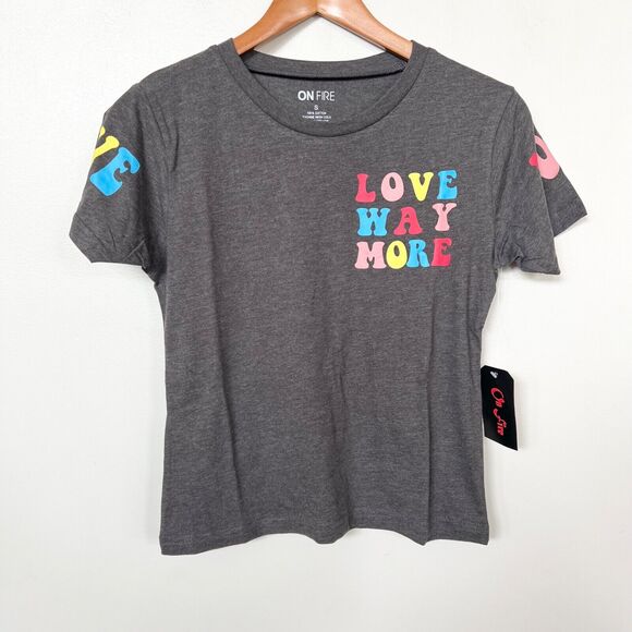 New ON FIRE Women's Love Way More Short Sleeve Tee Shirt Top (S-XL) - Picture 2 of 6